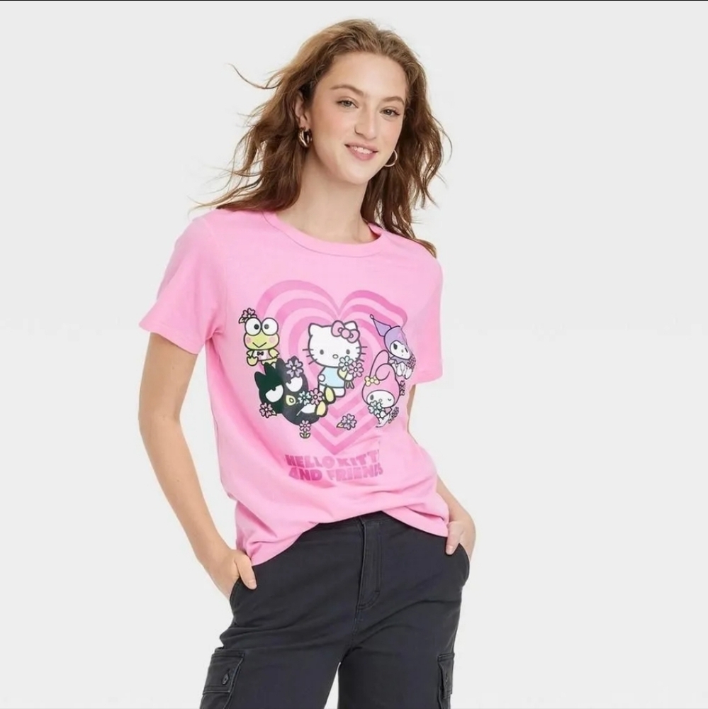 Hello Kitty & Friends Womens Pink Short Sleeve Tee XL Nwt